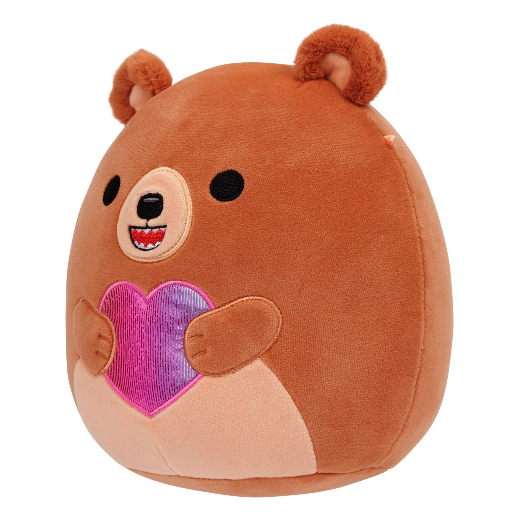 8-Inch Stokely the Brown Kodiak Bear Holding a Rainbow Heart