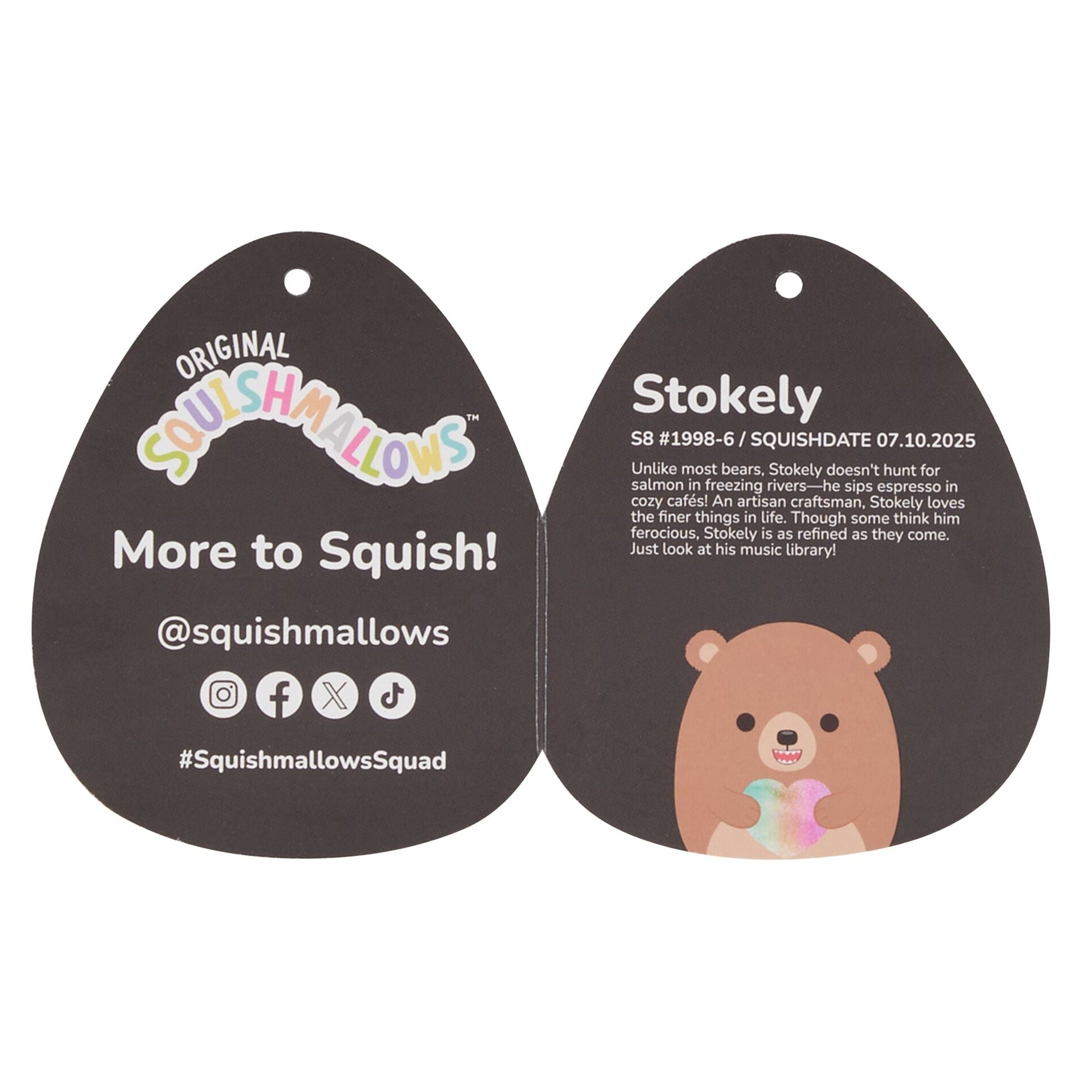 8-Inch Stokely the Brown Kodiak Bear Holding a Rainbow Heart