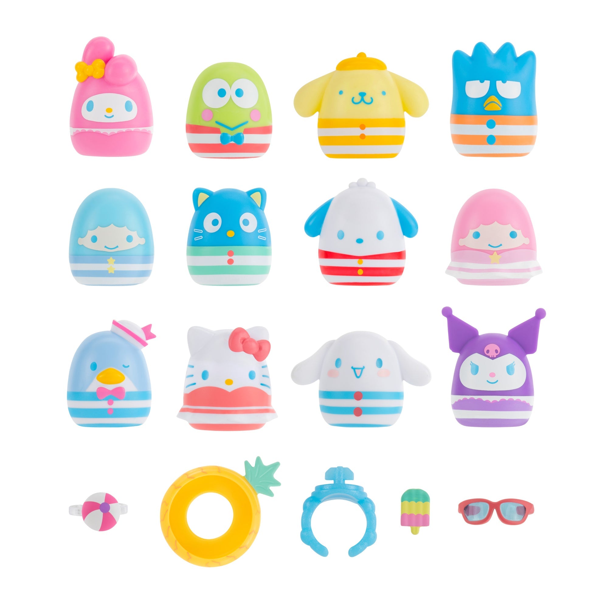 Squish-a-longs Hello Kitty and Friends Pool Party Mini-Squish + Accessory 12-Pack