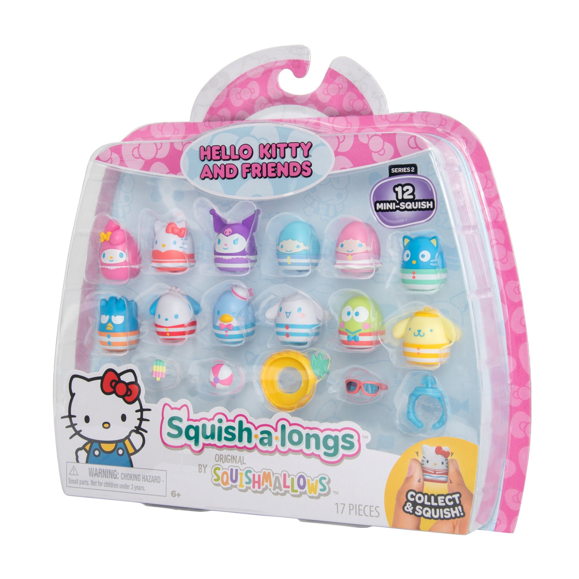 Squish-a-longs Hello Kitty and Friends Pool Party Mini-Squish + Accessory 12-Pack