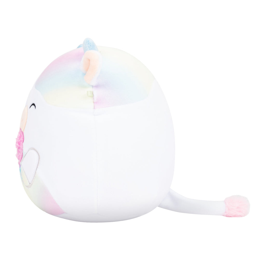 5-Inch Belozi the White And Rainbow Tie-Dye Cow Holding Cotton Candy
