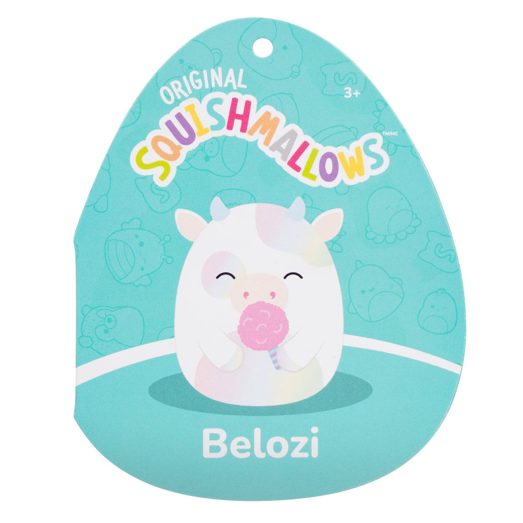 5-Inch Belozi the White And Rainbow Tie-Dye Cow Holding Cotton Candy