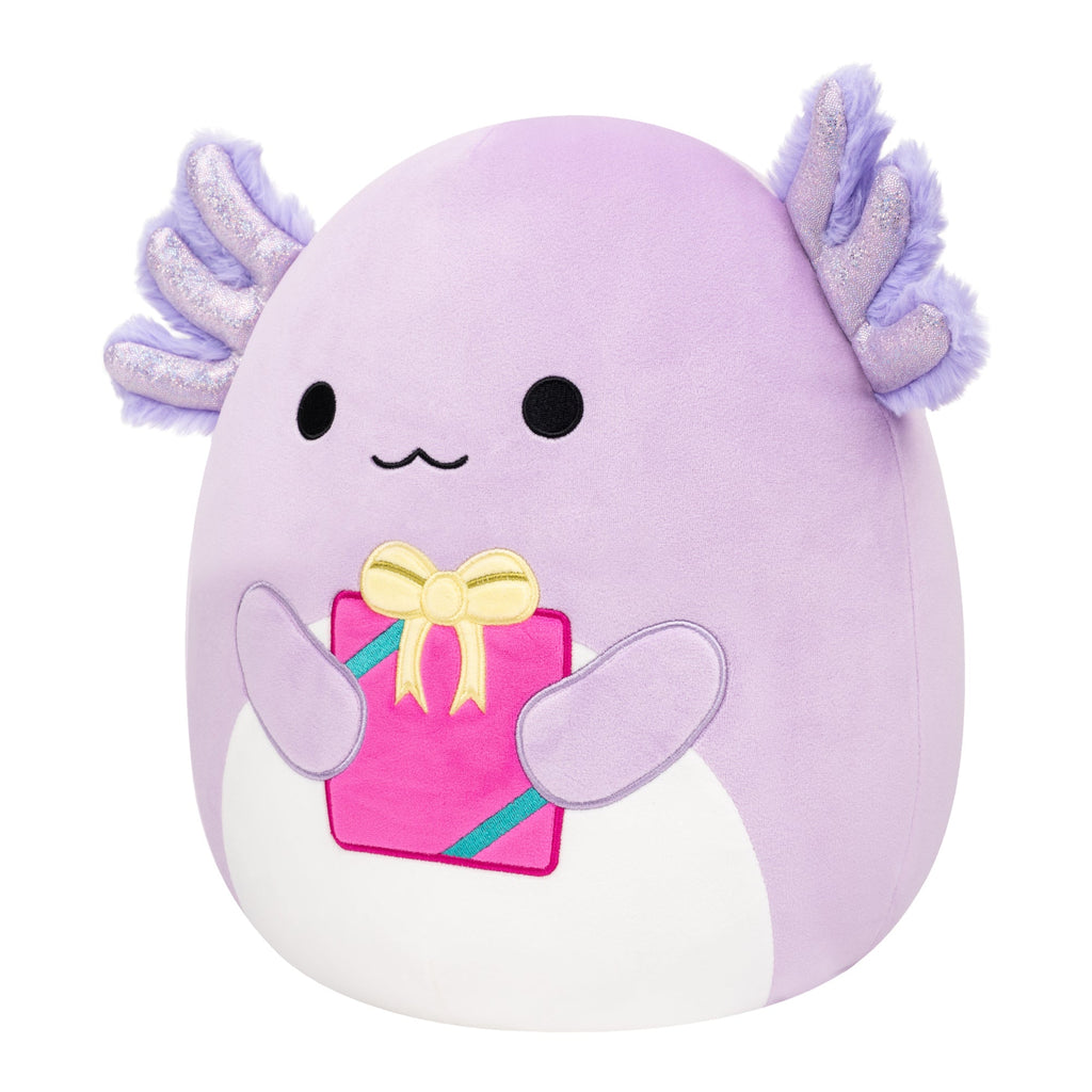 12-Inch Monica the Purple Axolotl Holding Present