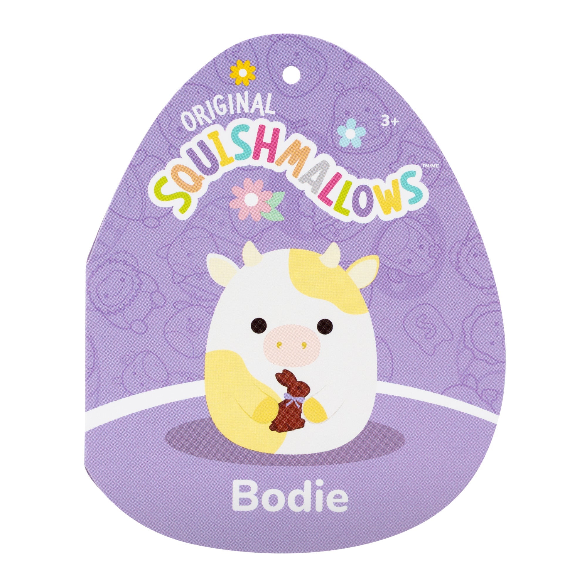 8-Inch Bodie the Yellow Spotted Cow Holding Chocolate Bunny
