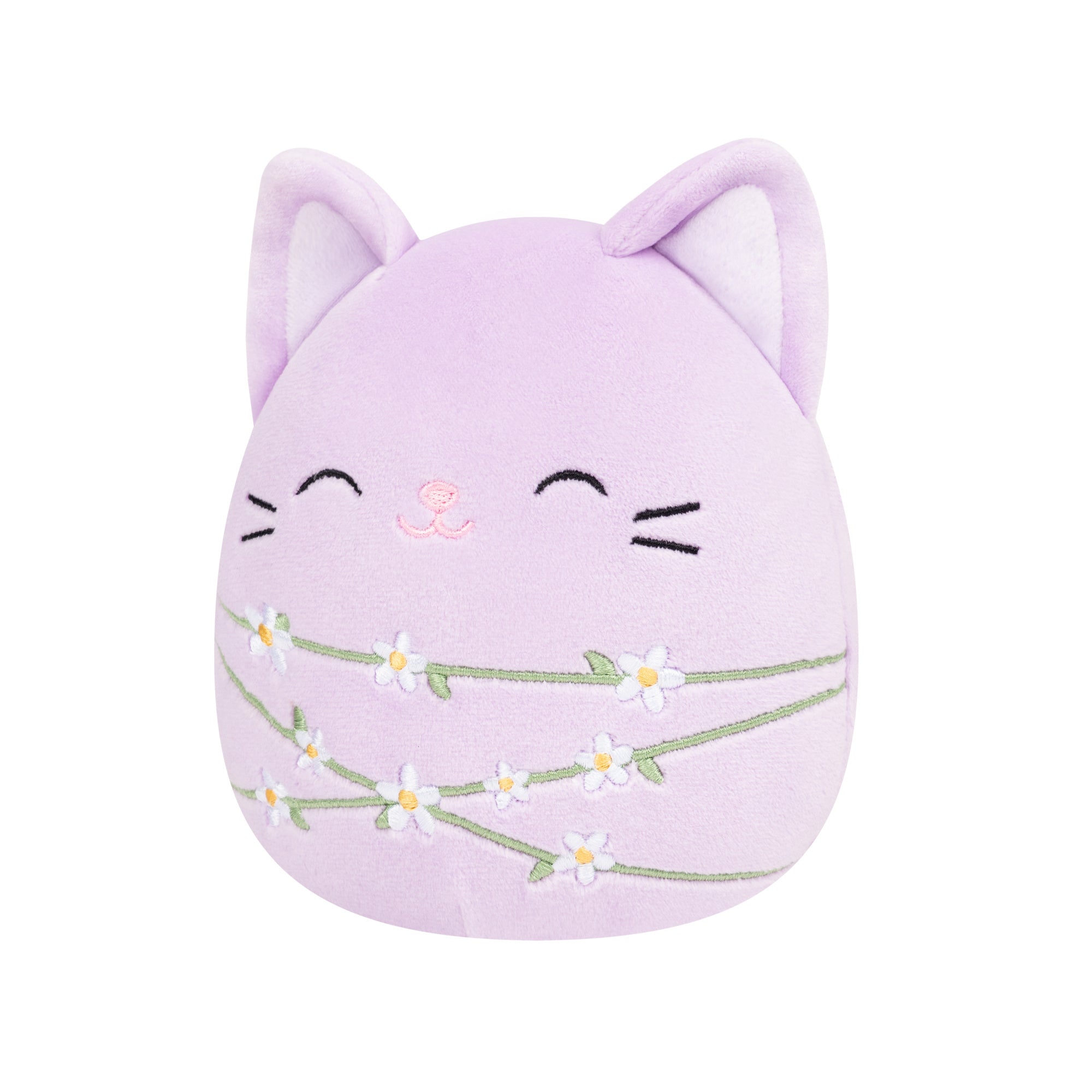 8-Inch Mak the Lavender Cat Wrapped with Flower Stems