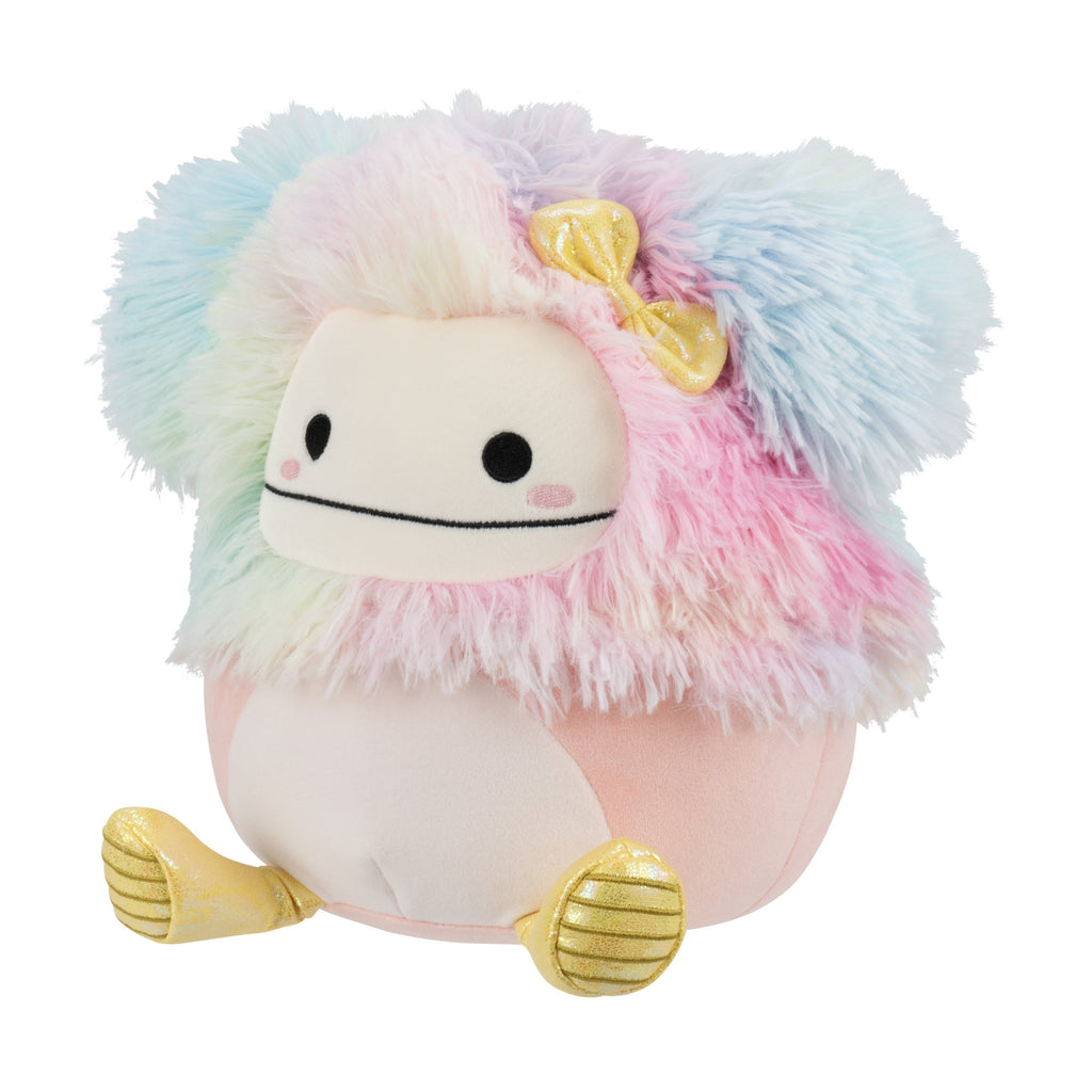 Diane the Peach Bigfoot with Yellow Rain Boots