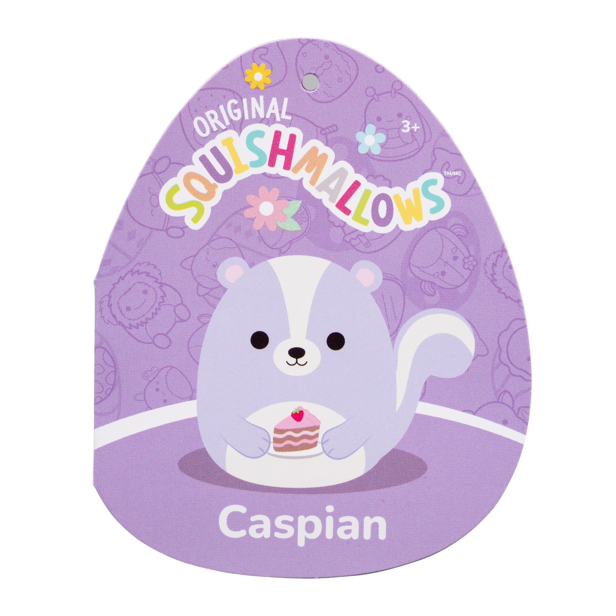 8-Inch Caspian the Lavender Skunk Holding Cake Slice