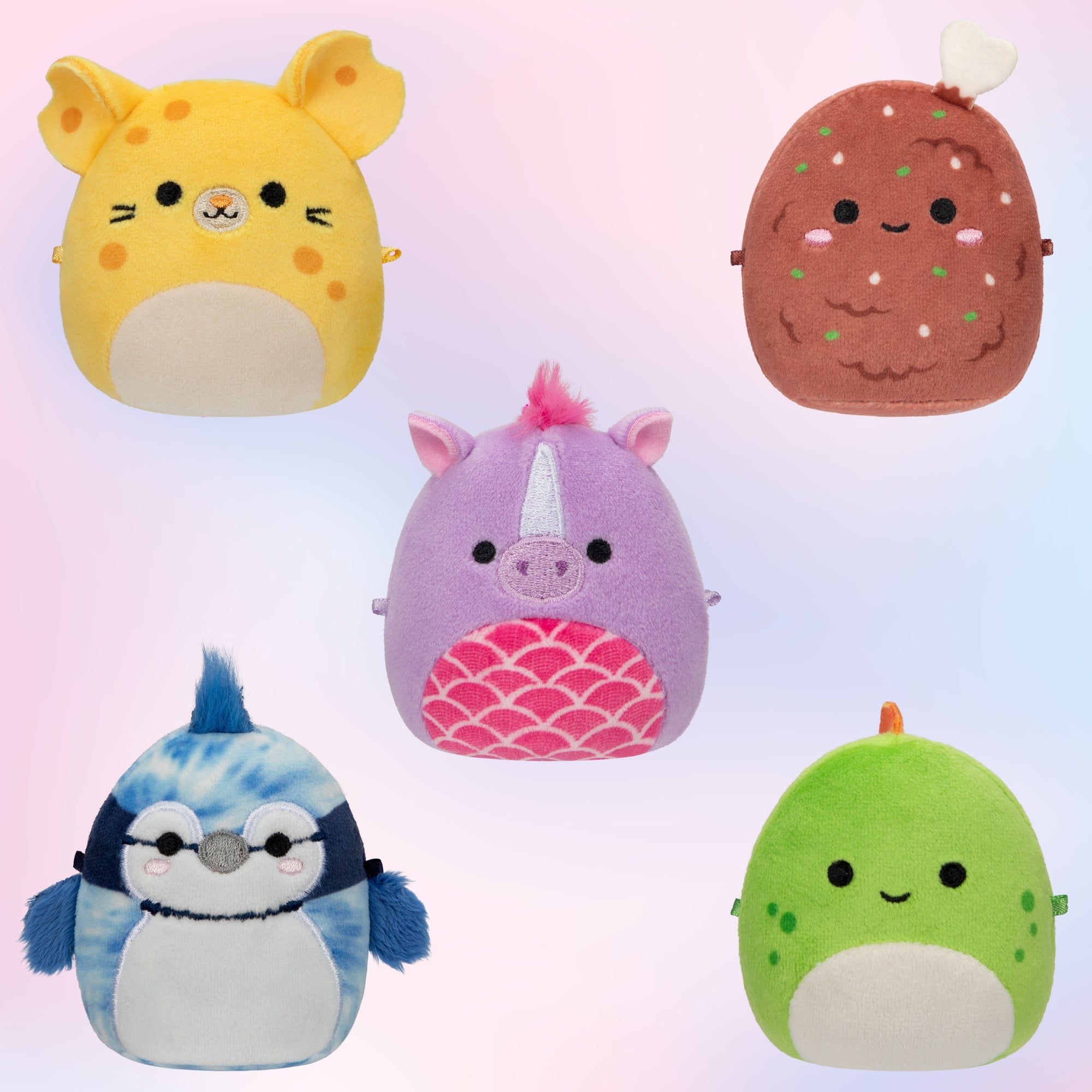 Micromallows 5-Pack - Seanster Stegosaurus, Quayn Hippocampus, Amelia Cheese Mouse, Missy Me Drumstick, Babs Blue Jay