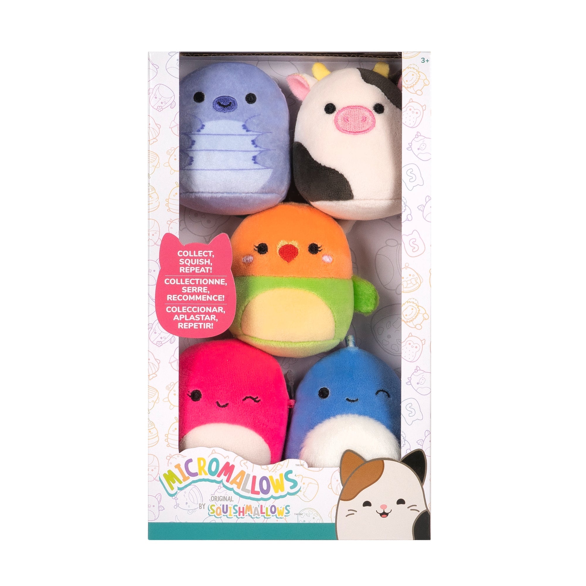 Micromallows 5-Pack - Tew Water Bear, Connor Cow, Plath Love Bird, Brody Dinosaur, Lasla Octopus