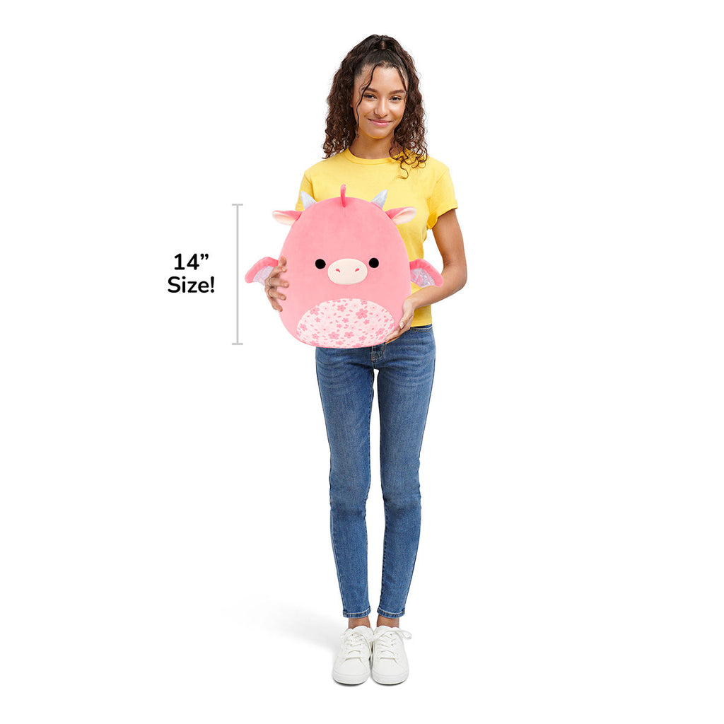 14-Inch Aegi the Pink Dragon with Sakura Print Belly