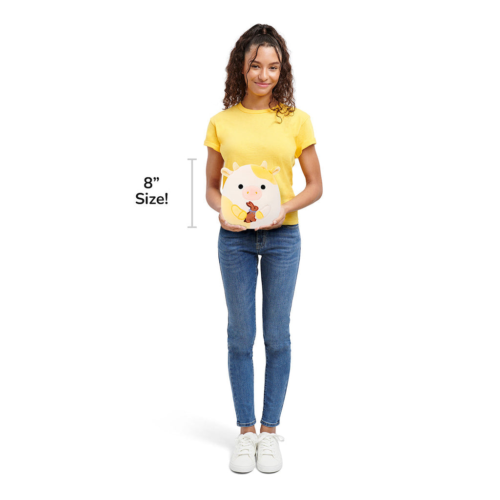 8-Inch Bodie the Yellow Spotted Cow Holding Chocolate Bunny
