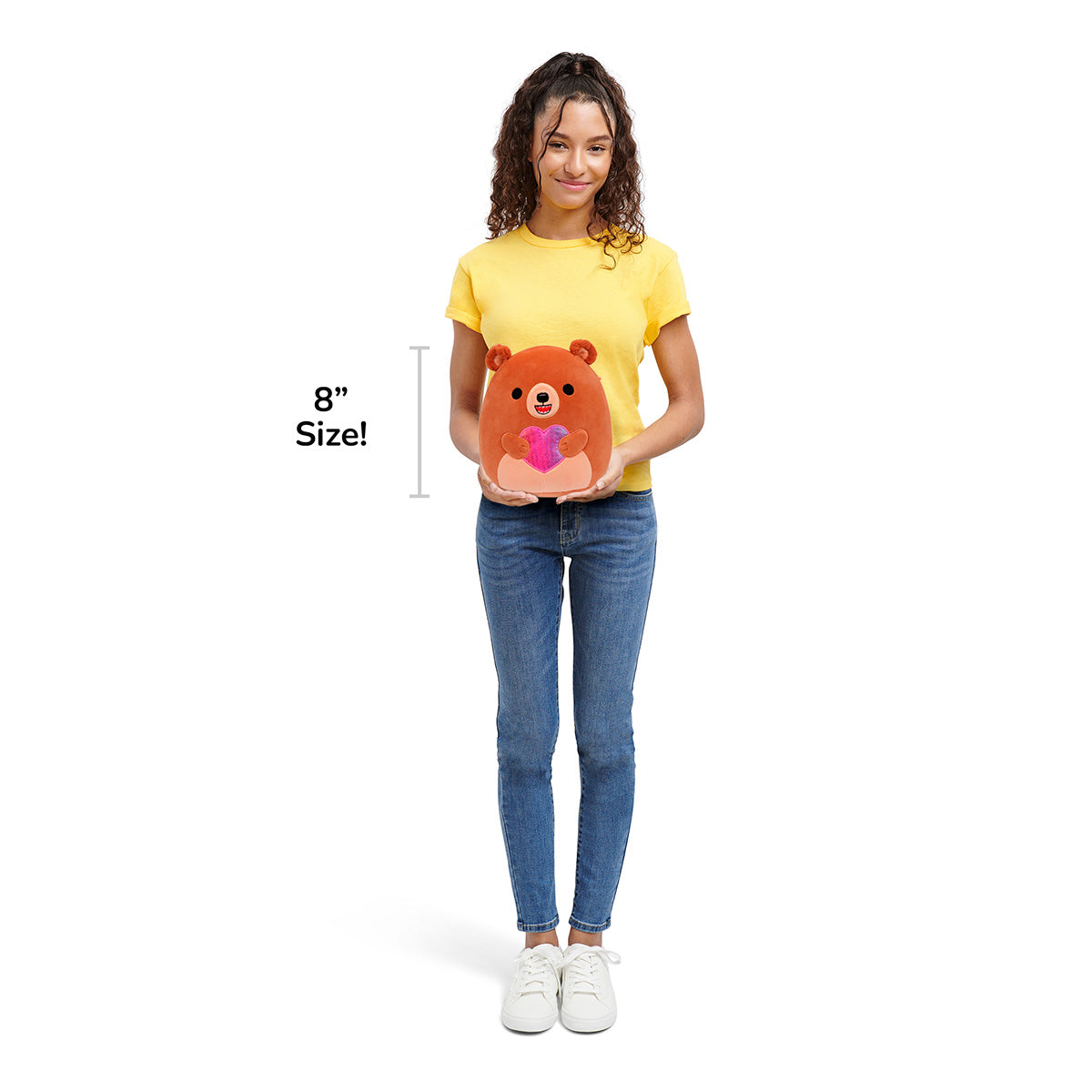 8-Inch Stokely the Brown Kodiak Bear Holding a Rainbow Heart